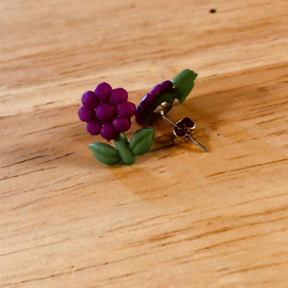 Handmade Purple Flower Earrings